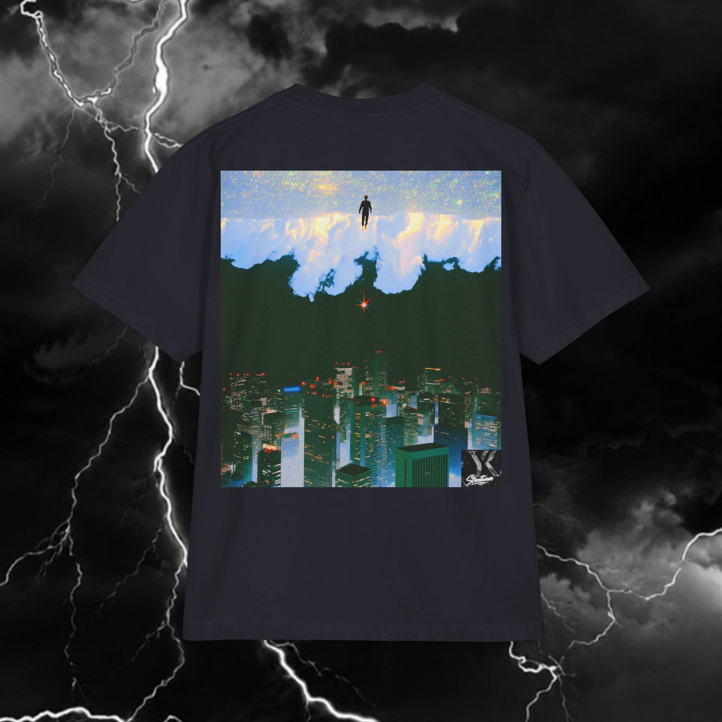 Cityscape Dream T‑Shirt — Night Skyline & Cloud Reflection Graphic Tee