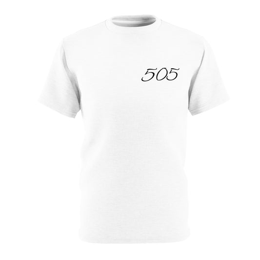505 Minimal Script Tee — Chest Number Graphic T-Shirt