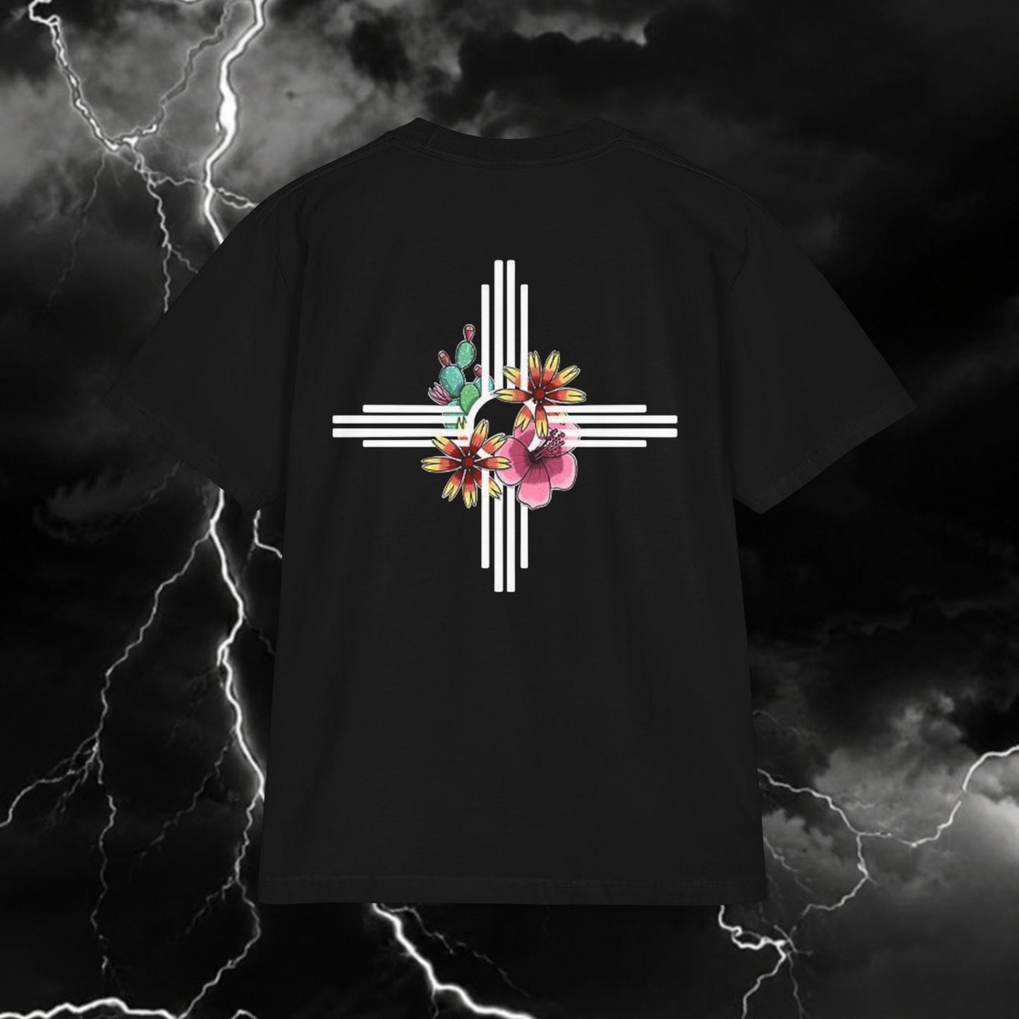 Desert Minimalist T-Shirt — Cactus & Zia Symbol Pocket Tee