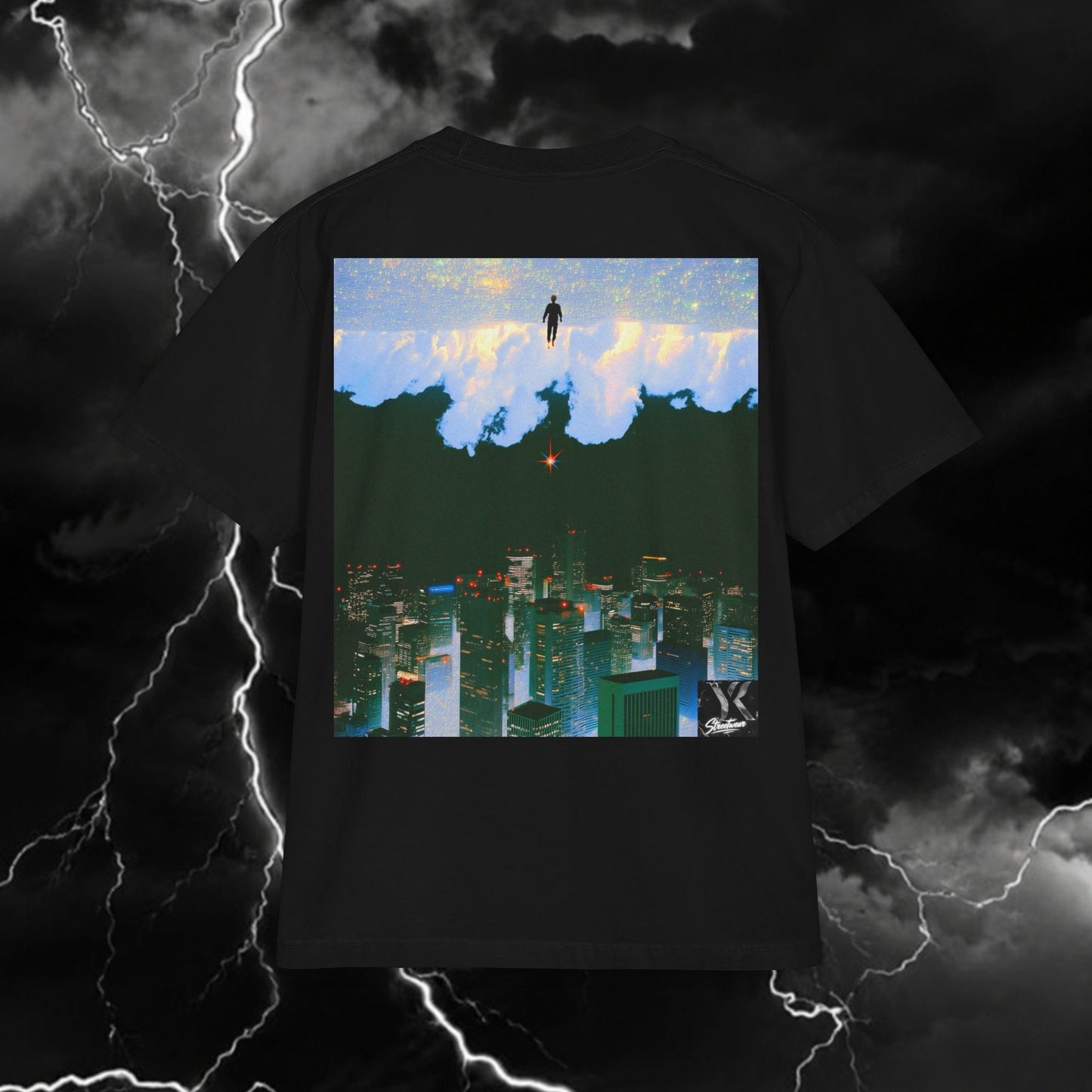 Cityscape Dream T‑Shirt — Night Skyline & Cloud Reflection Graphic Tee