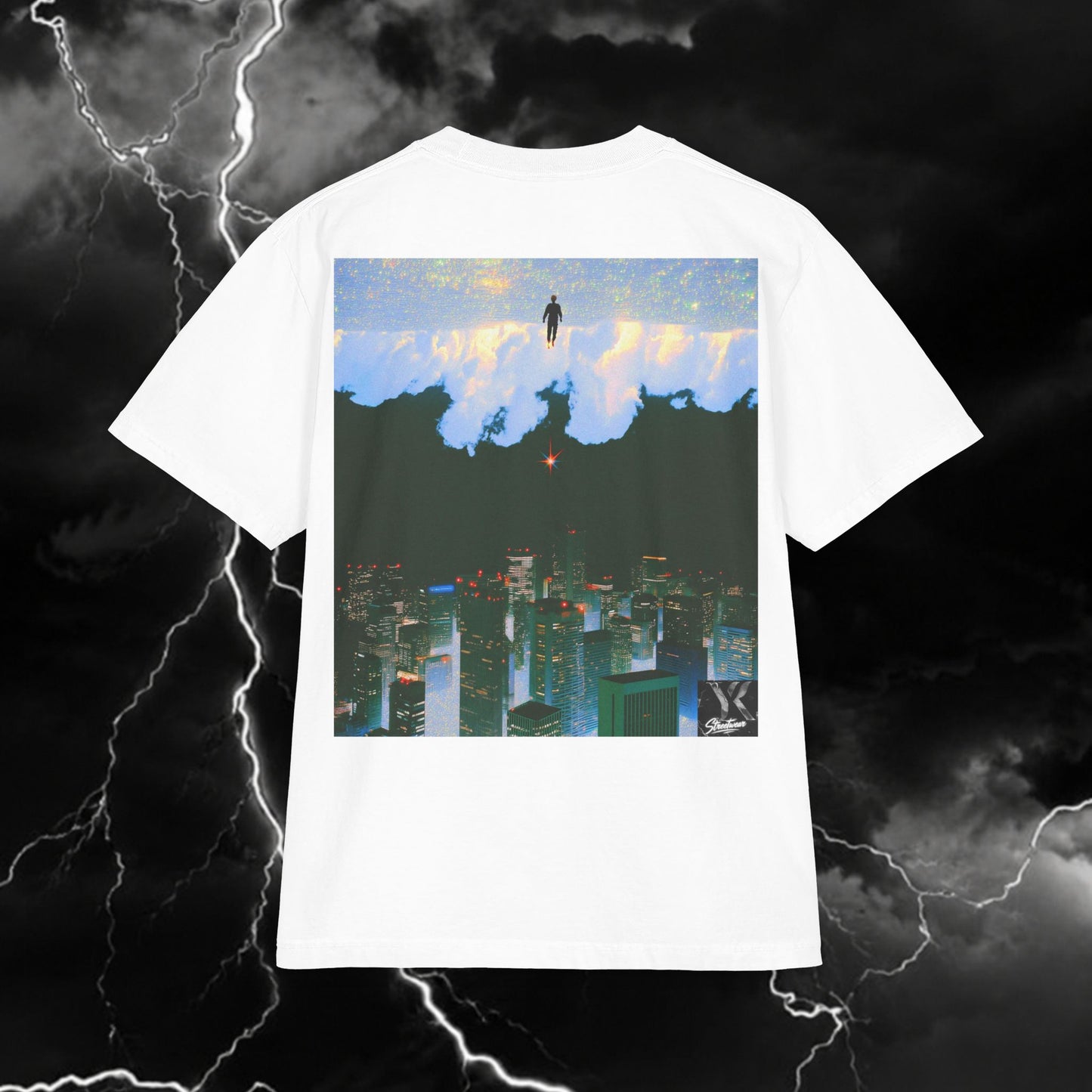 Cityscape Dream T‑Shirt — Night Skyline & Cloud Reflection Graphic Tee