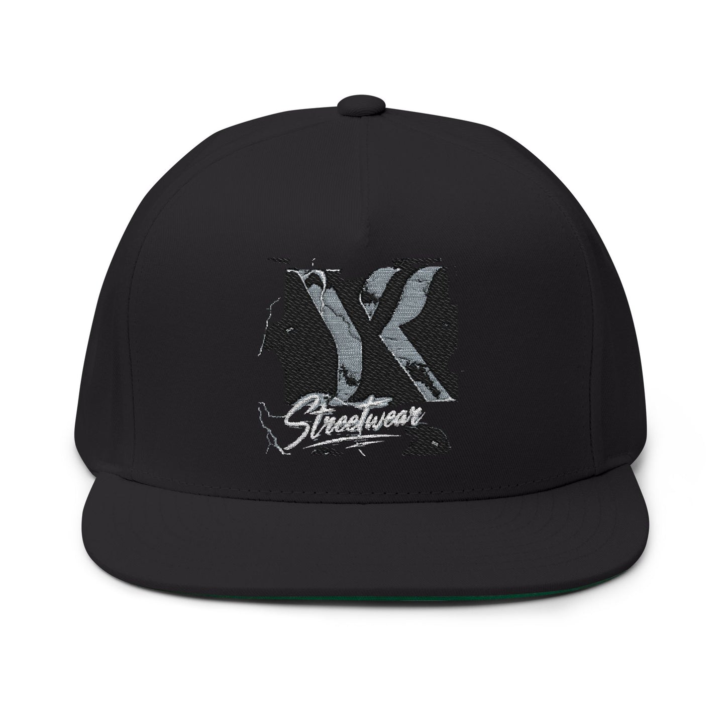 Embroidered Streetwear Flat Bill Cap – Distressed 'Streetwise' Logo