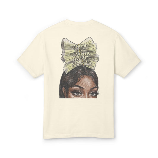 Money Stacks Graphic Tee — “Girls Just Wanna Have Funds” Back Print
