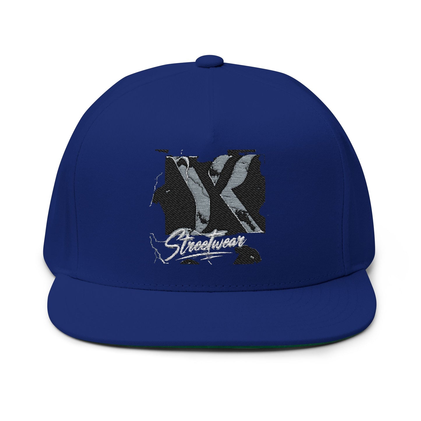 Embroidered Streetwear Flat Bill Cap – Distressed 'Streetwise' Logo